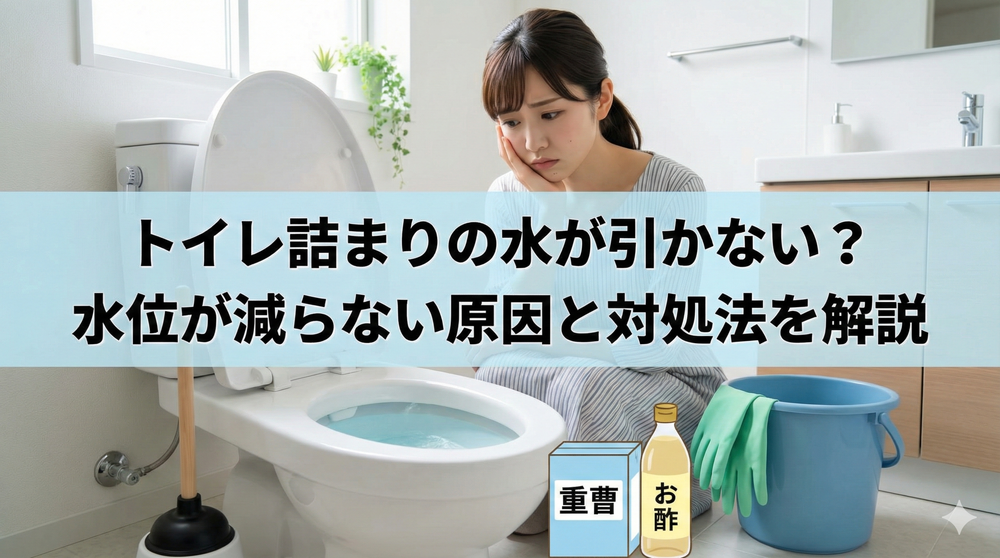 トイレ詰まりの水が引かない？水位が減らない原因と対処法